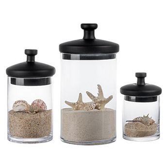 Glass Jar Set Clear Lid Decorative Kitchen Bathroom Storage Canisters Wedding Centerpiece Candy