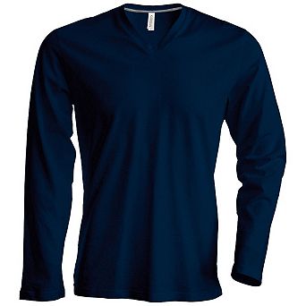 Kariban Mens Slim Fit Long Sleeve V Neck T-Shirt