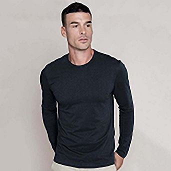 Kariban Mens Slim Fit Long Sleeve Crew Neck T-Shirt