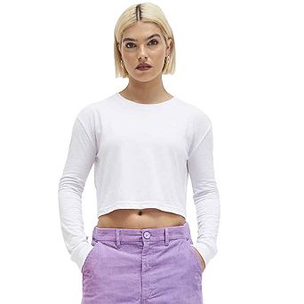 Awdis Womens/Ladies Crop Triblend Long-Sleeved T-Shirt