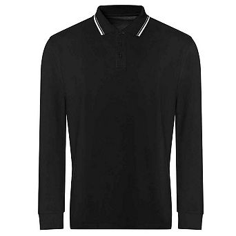 Awdis Mens Tipped Long-Sleeved Polo Shirt