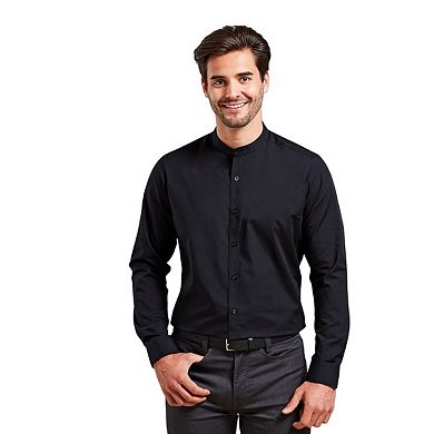 Premier Mens Banded Collar Long-Sleeved Formal Shirt