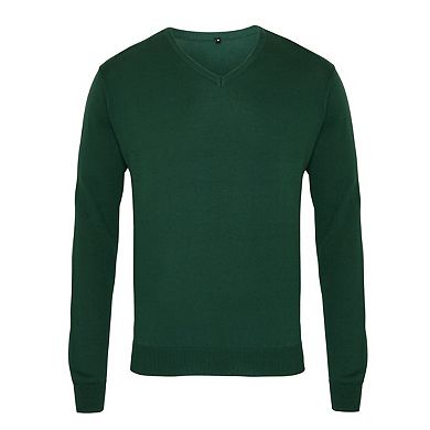 Premier Mens Knitted Cotton Acrylic V Neck Sweatshirt
