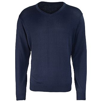 Premier Mens Knitted Cotton Acrylic V Neck Sweatshirt