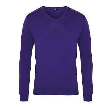 Premier Mens Knitted Cotton Acrylic V Neck Sweatshirt