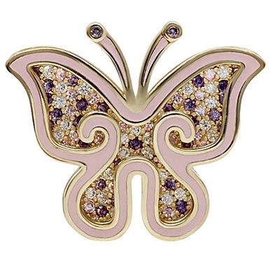 Alamode Womens/Ladies Gold Plated Brass Cubic Zirconia Butterfly Ring