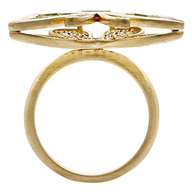 Alamode Womens/Ladies Gold Plated Brass Cubic Zirconia Butterfly Ring