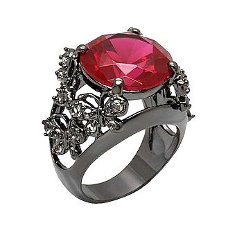 Alamode Womens/Ladies Tin-Cobalt Plated Brass Cubic Zirconia Ring
