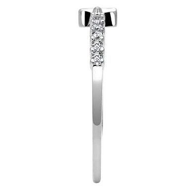 Alamode Womens/Ladies Rhodium Brass Cubic Zirconia Cross Ring