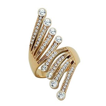 Alamode Womens/Ladies Rose Gold Ion Plating Cubic Zirconia Cuffed Round Ring