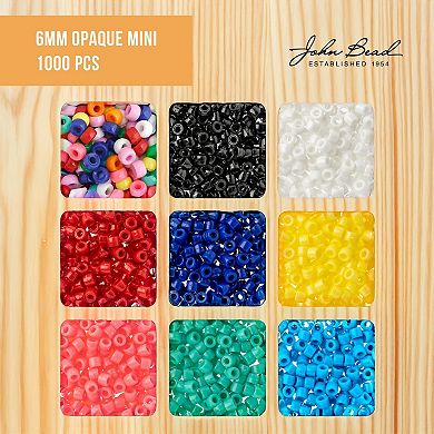 1000pcs John Bead 6mm Opaque Finish Plastic Pony Beads for Jewelry Making Bracelets Necklaces DIY