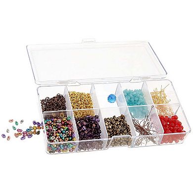 John Bead 17.8x9.5x3cm Clear Plastic Rectangle Jewelry Storage Containers with 10 compartments