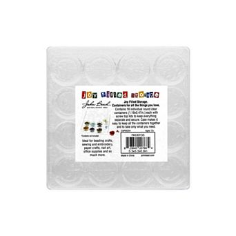 John Bead Joy Filled Storage Plastic Storage Box with 16 Round Craft Containers, 13.5x13.5x2cm