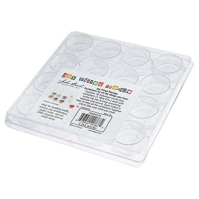 John Bead Joy Filled Storage Plastic Storage Box with 16 Round Craft Containers, 13.5x13.5x2cm