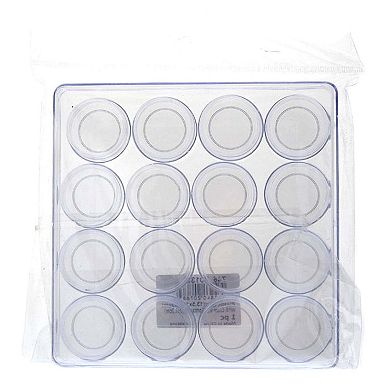 John Bead Joy Filled Storage Plastic Storage Box with 16 Round Craft Containers, 13.5x13.5x2cm