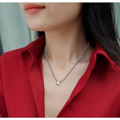 1-Carat Moissanite Cuban Necklace, S925 Sterling Silver Platinum Plated