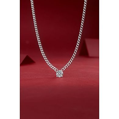 1-Carat Moissanite Cuban Necklace, S925 Sterling Silver Platinum Plated