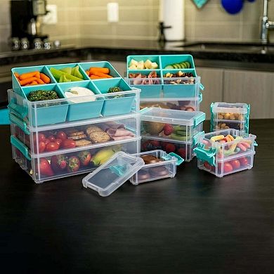 John Bead Joy Filled Storage 3 Stackable Plastic Storage Organizing Box with Lids, 4.5x3x1.5in