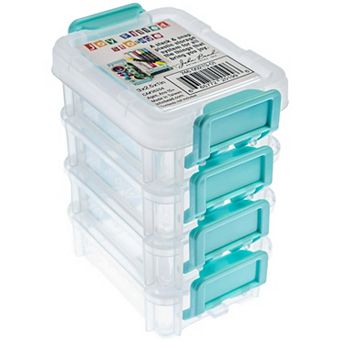 John Bead Joy Filled Storage 4 Stackable Plastic Small Storage Organizing Box with Lids, 3x2.5x1in