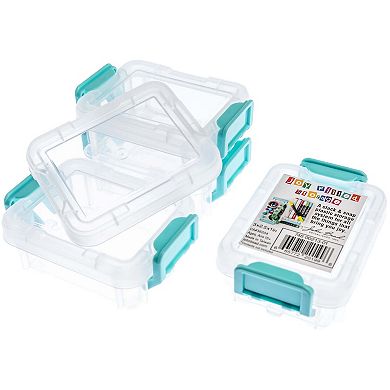 John Bead Joy Filled Storage 4 Stackable Plastic Small Storage Organizing Box with Lids, 3x2.5x1in