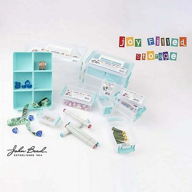 John Bead Joy Filled Storage 4 Stackable Plastic Small Storage Organizing Box with Lids, 3x2.5x1in