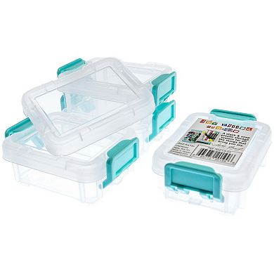 John Bead Joy Filled Storage 4 Stackable Plastic Small Storage Organizing Box with Lids, 3x2.5x1in