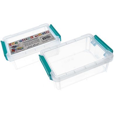 John Bead Joy Filled Storage 2 Stackable Clear Plastic Medium Storage Box with Lids, 5.5x4x2in