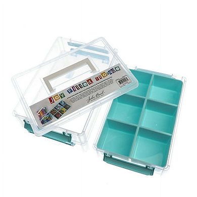 John Bead Joy Filled Storage 6-Compartment Stackable Plastic Storage Box with Handles, 10x7x2.5in