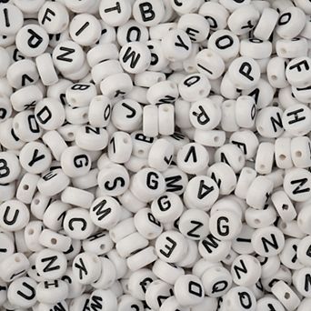 John Bead 4x7mm Plastic Round Alphabet Craft Beads for DIY Jewelry Bracelet Necklace Making, 72g