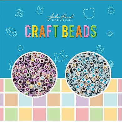 John Bead Assorted Plastic Alphabet Craft Beads for DIY Jewelry Bracelet Necklace Making, 72g