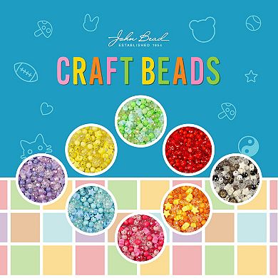 John Bead 8mm Star Beads Mixed Plastic Beads for DIY Jewelry Bracelet Necklace Making, 70g