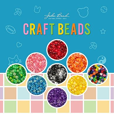John Bead 6x9mm Mixed Plastic Pony Beads for DIY Jewelry Bracelet Necklace Making, 120g