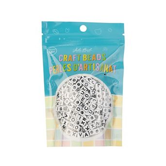 John Bead 6mm White Plastic Square Alphabet Craft Beads for DIY Jewelry Bracelet Necklace Making 72g