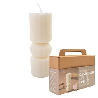 John Bead White Striped Cylinder Shape DIY Art Decorative Candle Making Kit