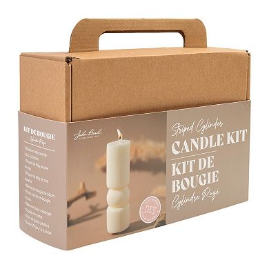 John Bead White Striped Cylinder Shape DIY Art Decorative Candle Making Kit