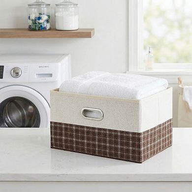 Storage Cube, Fabric Storage Bin with Handles for Shelves Closet, Plaid Collapsible Storage Basket