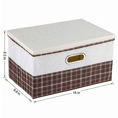 Storage Cube, Fabric Storage Bin with Handles for Shelves Closet, Plaid Collapsible Storage Basket