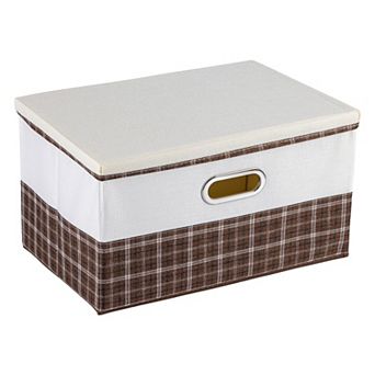 Storage Cube, Fabric Storage Bin with Handles for Shelves Closet, Plaid Collapsible Storage Basket