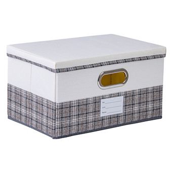 Storage Cube, Fabric Storage Bin with Handles for Shelves Closet, Plaid Collapsible Storage Basket