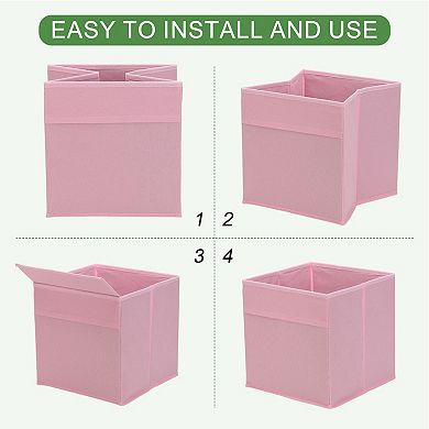 2Pcs Fabric Storage Bins, 11'' Foldable Cube Organizer Bins for Shelf Closet, Nursery Home, Bedroom