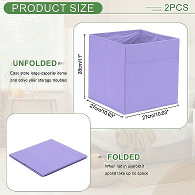 2Pcs Fabric Storage Bins, 11'' Foldable Cube Organizer Bins for Shelf Closet, Nursery Home, Bedroom