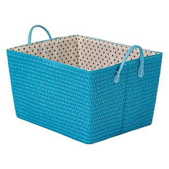 1 pc Woven Storage Basket Shelf Closet Storage Bin for Blankets Organizer Bin with Handles for Home