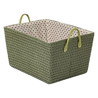 1 pc Woven Storage Basket Shelf Closet Storage Bin for Blankets Organizer Bin with Handles for Home