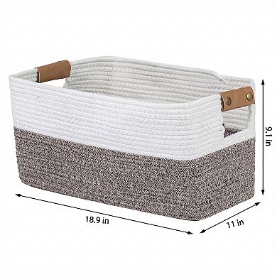 1 Pcs Woven Storage Basket Large Shelf Closet Storage Bin for Blankets Organizer Bin with Handles
