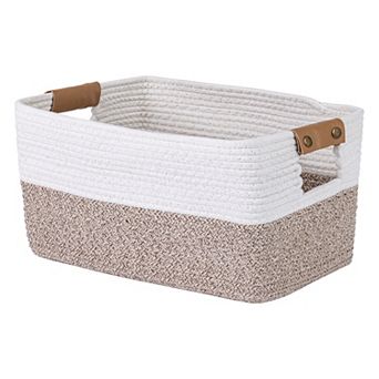 1 pc Woven Storage Basket Large Shelf Closet Storage Bin for Blankets Organizer Bin with Handles