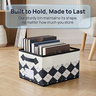 Storage Cube Printed Fabric Collapsible Storage Basket with Handle for Organizing Clothes Books