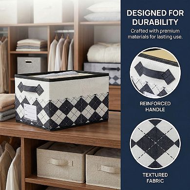 Storage Cube Printed Fabric Collapsible Storage Basket with Handle for Organizing Clothes Books