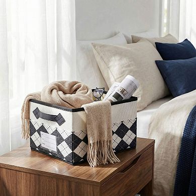 Storage Cube Printed Fabric Collapsible Storage Basket with Handle for Organizing Clothes Books