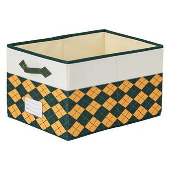 Storage Cube Printed Fabric Collapsible Storage Basket with Handle for Organizing Clothes Books