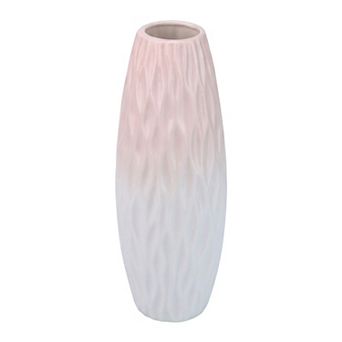 Modern Tall Ceramic Vase for Home Decor Pleated Geometric Decorative Flower Vases 3.6"Lx3.6"Wx9.4"H